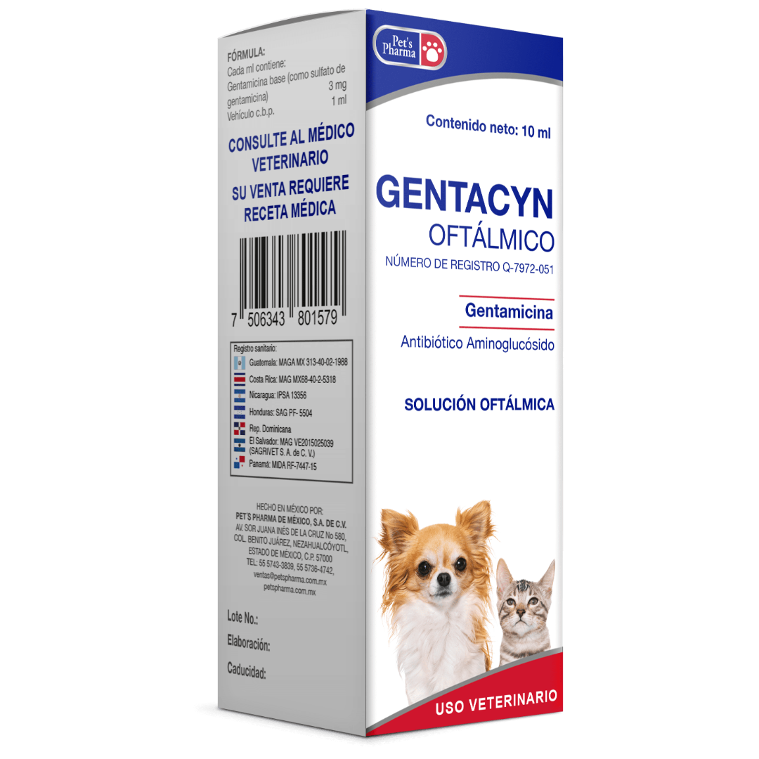 Productos Gentacyn Solución Oftálmica 10ml - Pet's Pharma Productos Gentacyn Solución Oftálmica 10ml - Pet's Pharma
